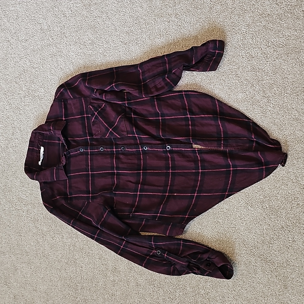Crop Top, Flannel; Girls; Small; Plaid